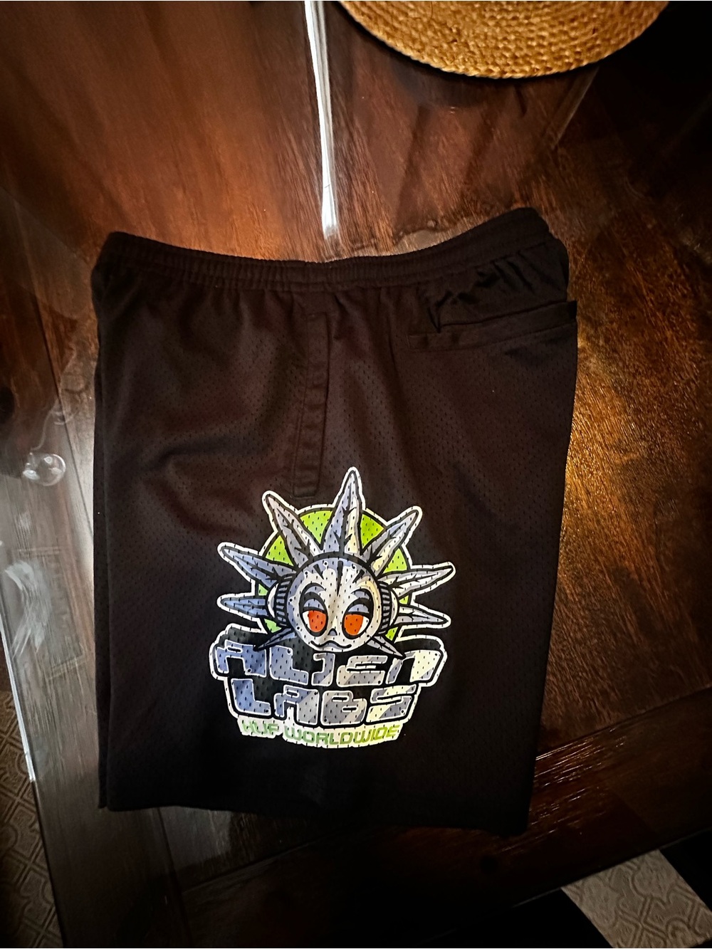 HUF Black Kids Shorts with Neon Green & Orange Graphic